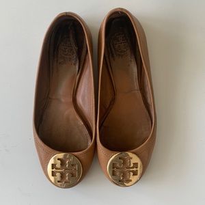 Tory Burch Camel Reva Flat